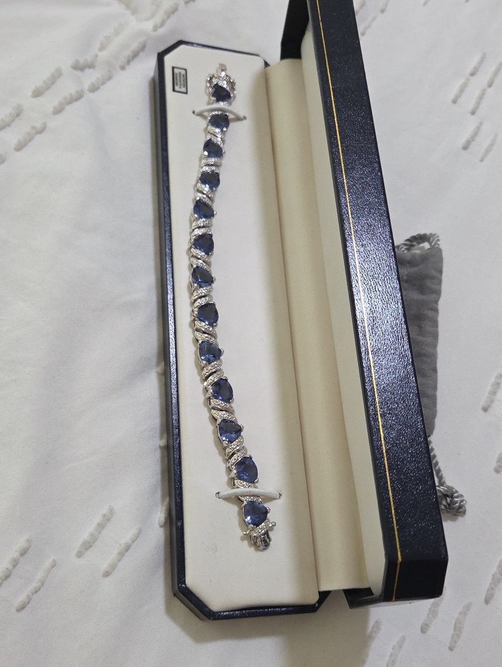 Sterling Silver Blue Teardrop Bracelet - Elegant Women's Jewelry